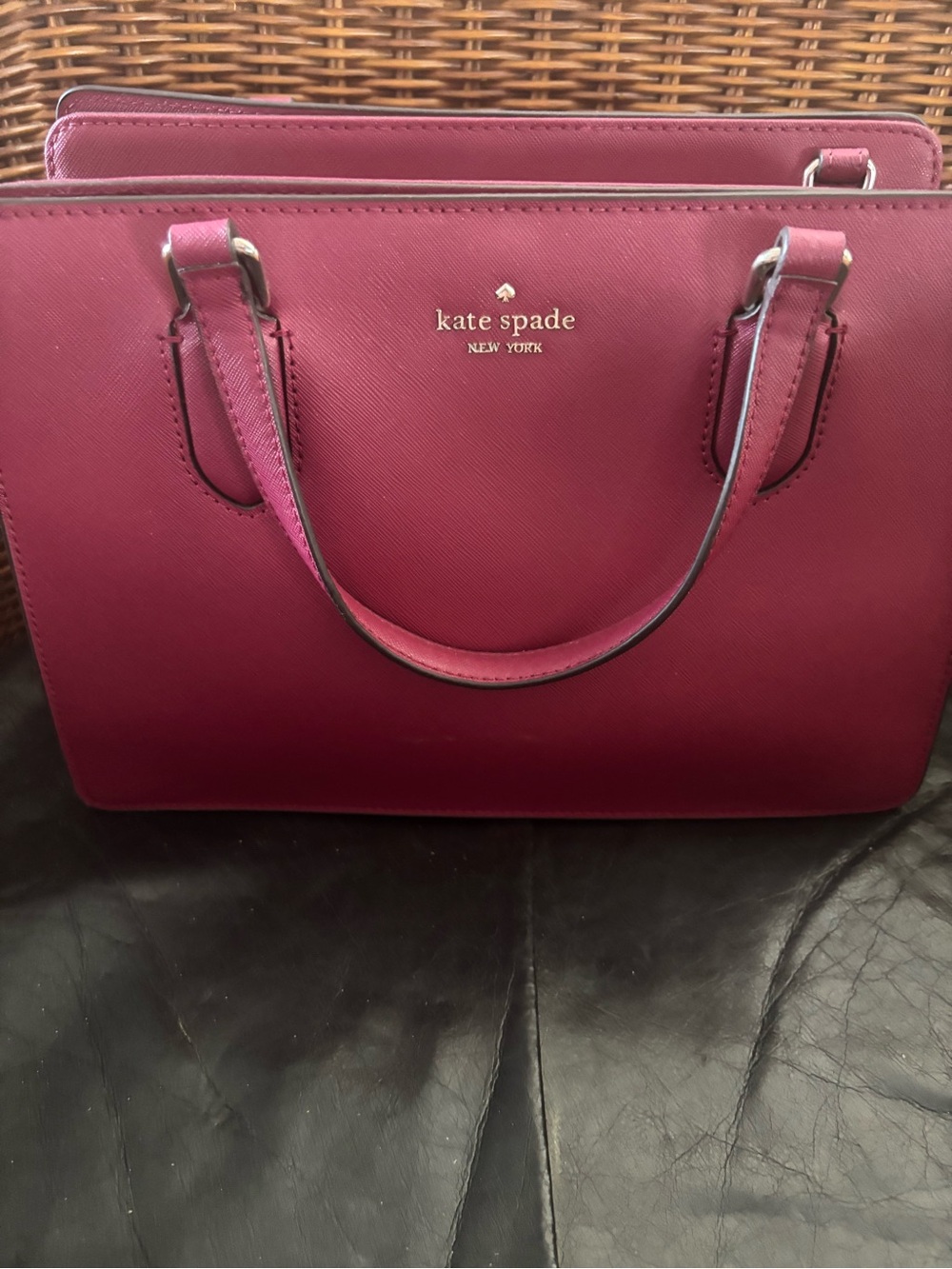 kate spade Magenta Structured Satchel with Gold Logo